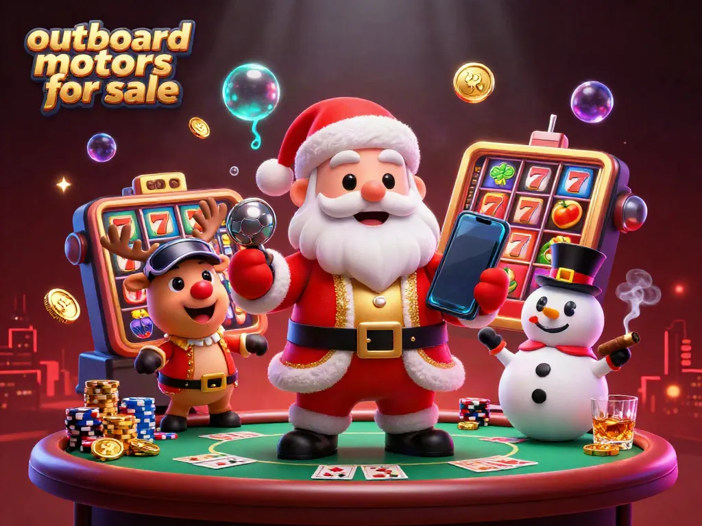 Engage with outboard motors for sale as Santa Claus and friends experience jackpot excitement in a vibrant casino.