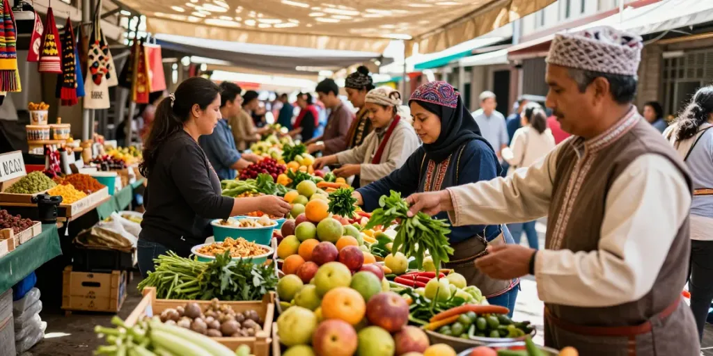 Aktivitas pasar makanan di https://raja77gokil.com/ dengan pedagang menjual sayuran segar dan rempah-rempah lokal.