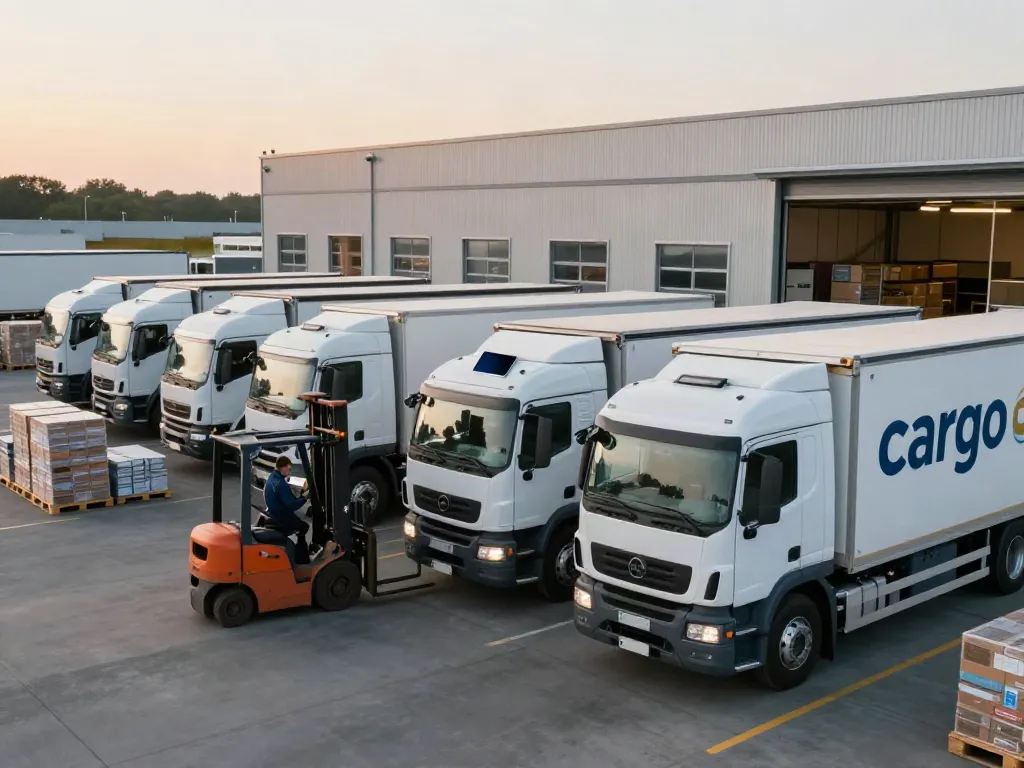Ocargo Lkw Transport in logistischen Abläufen mit Fahrern und modernen Lastwagen.